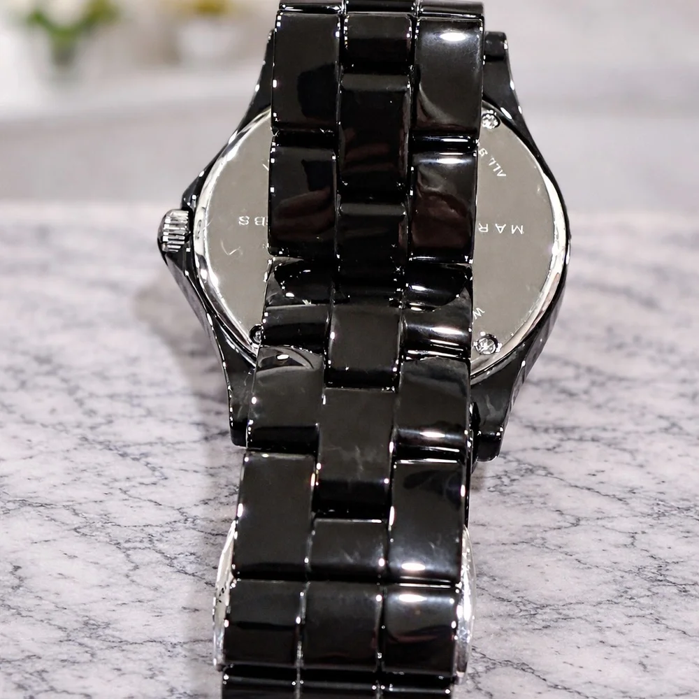 Marc by Marc Jacobs MBM3601 Black Logo Bezel Watch Ceramic Style NWOT